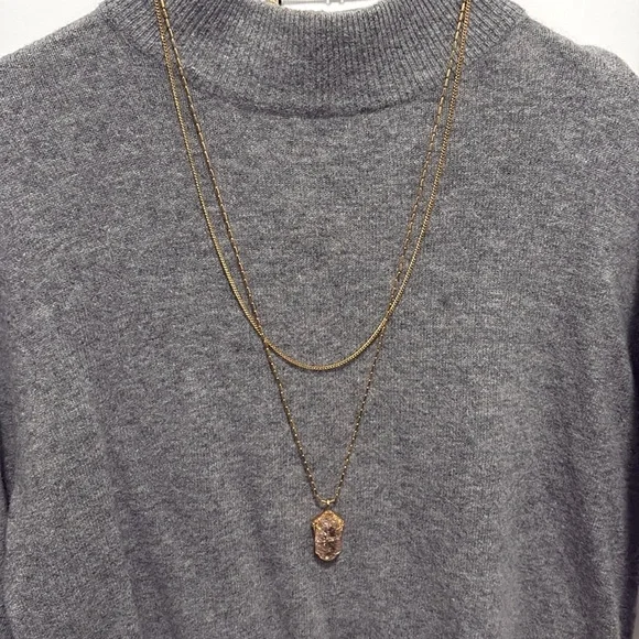 NWT [Vince Camuto] Iridescent Gemstone Dual Strand Gold Chain Pendant Necklace - Picture 5 of 10